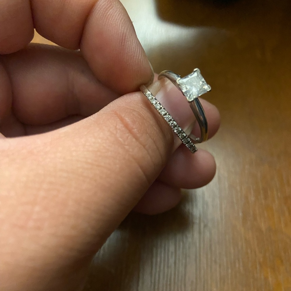 Diamond wedding ring set.